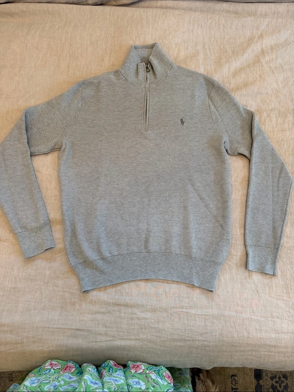 Polo by Ralph Lauren Light Gray Quarter-Zip Sweater